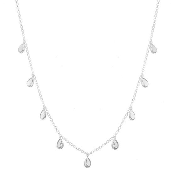 Imagem de Corrente Colar Feminino Choker Com Pingentes Gotas Prata 925