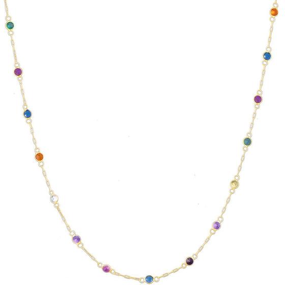 Imagem de Corrente Colar Pedras Brancas Coloridas Zirconia Ouro 18k