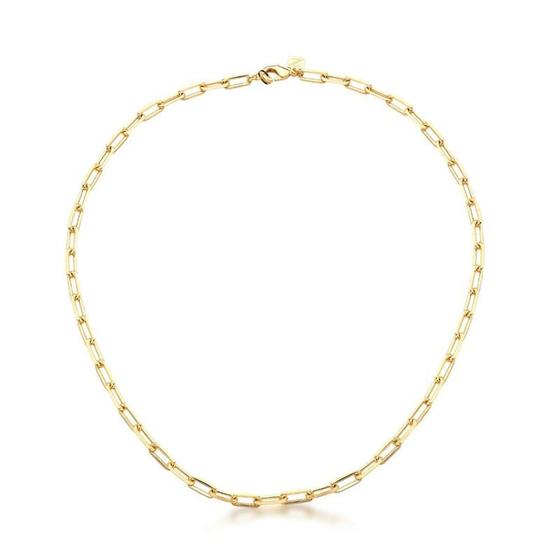 Imagem de Corrente com elos retangulares lisos banhado em ouro 18k - 45cm com 5cm de extensor
