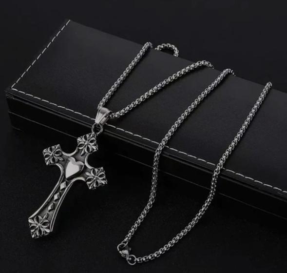 Imagem de Corrente Com Pingente Aço Inox Cruz Religião