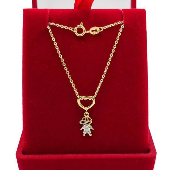 Imagem de Corrente Com Pingente Criança de Ouro 18k Bailarina 45cm Cordão Colar Gargantilha Feminina