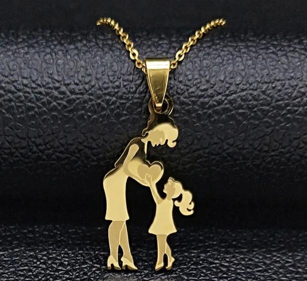 Imagem de Corrente com Pingente em Aço Mãe e Filha