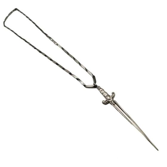 Imagem de Corrente Com Pingente Espada 9 Cm Prateada