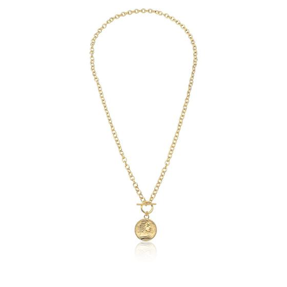 Imagem de Corrente Com Pingente Medalha Imagem Banhado a Ouro 50cm