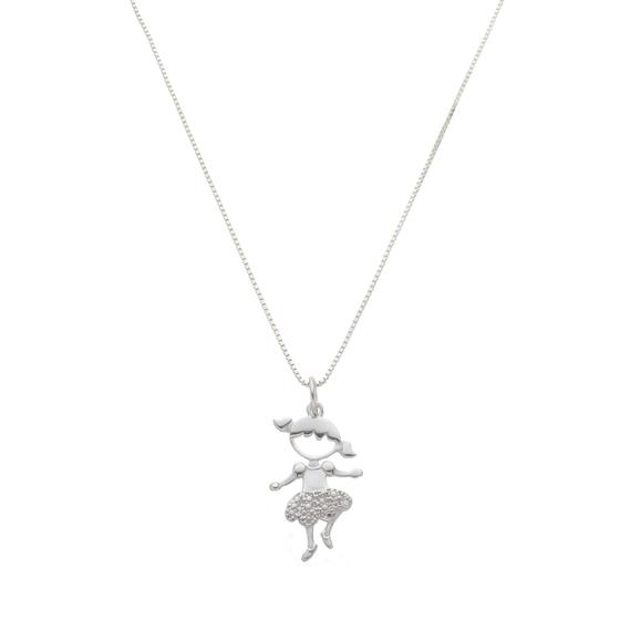 Imagem de Corrente Com Pingente Menina Bolerinho Prata 925kl Modelo 02