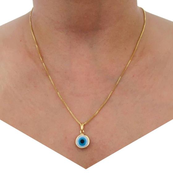 Imagem de Corrente com Pingente Olho Grego Azul Folheado a Ouro 18k