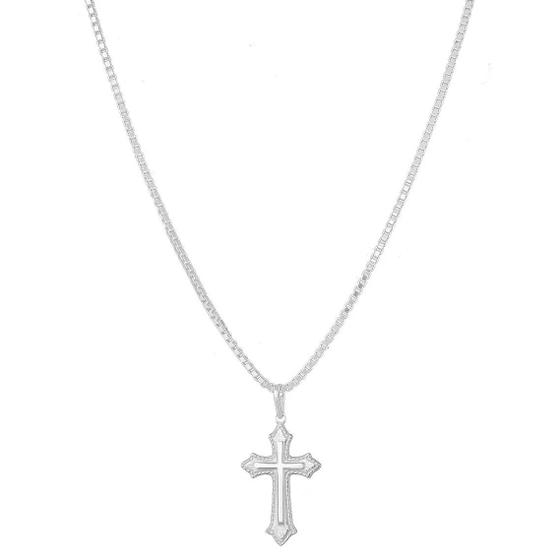 Corrente Cordão 80cm Pingente Crucifixo Prata 925 Menor preço em Corrente Cordão 80cm Pingente Crucifixo Prata 925