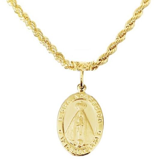 Imagem de Corrente Cordão Baiano 40cm Com Medalha Nossa Senhora Aparecida Feminino 4.3 grama em Ouro 18k