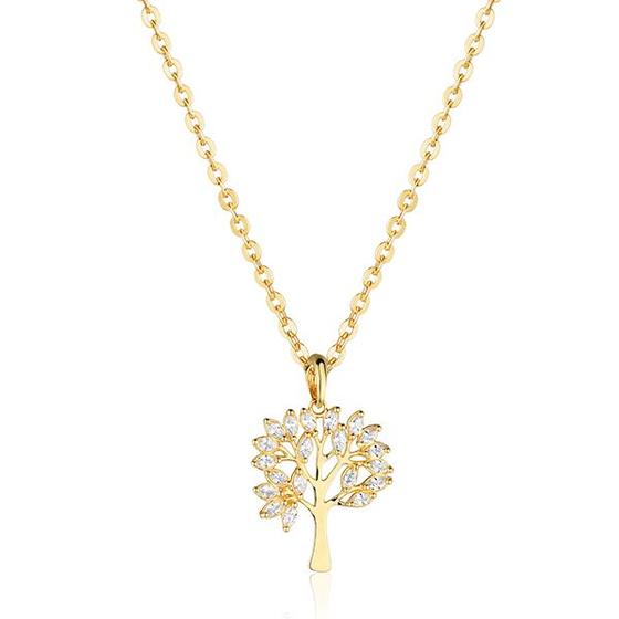 Imagem de Corrente Cordão Bailarina Com Pingente Árvore da Vida Ouro 18k