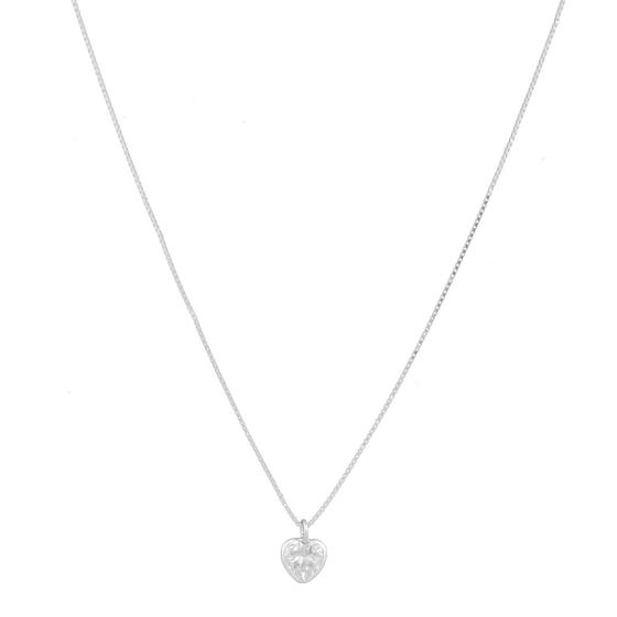 Imagem de Corrente Cordão Colar Gargantilha 45cm Ponto De Luz Coração Prata 925