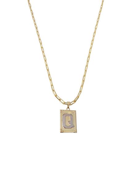 Imagem de Corrente Cordão Colar Masculino Feminino Pingente Top luxo letra inicial Q Banhado em Ouro  18k.