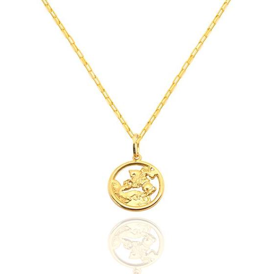 Imagem de Corrente Cordão Maciço Com Medalha São Jorge Ouro 18k