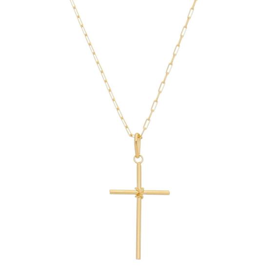 Imagem de Corrente Cordão Masculina Fina 70cm 2mm Crucifixo Tudo Folheado Ouro