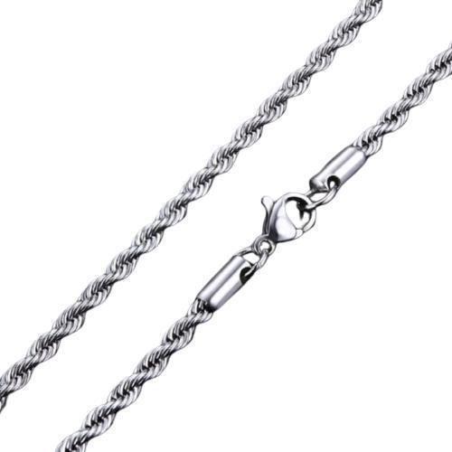 Imagem de Corrente Cordão Masculino 3mm Baiano Aço Inox Trançado