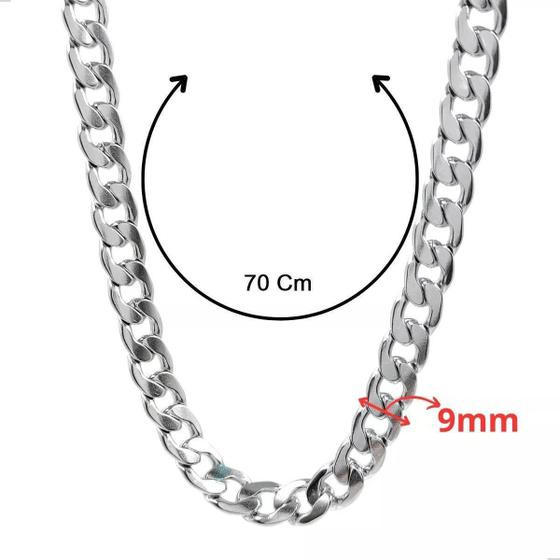 Imagem de Corrente Cordão Masculino 9mm Aço Inox Trançado 70cm