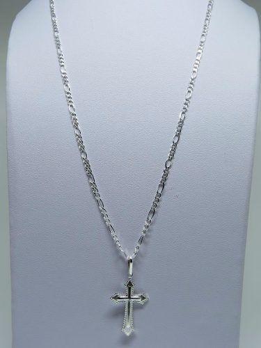Corrente Cordão Masculino Fígaro 5.5mm X 70cm com Crucifixo Prata 925 Menor preço em Corrente Cordão Masculino Fígaro 5.5mm X 70cm com Crucifixo Prata 925