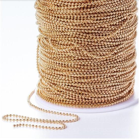 Imagem de Corrente De Bolinha Em Metal 2.4Mm Dourado Com 10 Metros