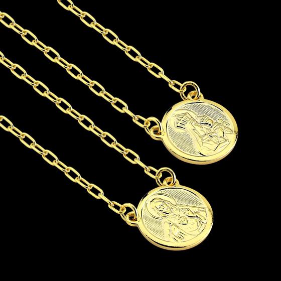Corrente Escapulário Nossa Senhora do Carmo e Sagrado Coração Banhado a Ouro 18k Menor preço em Corrente Escapulário Nossa Senhora do Carmo e Sagrado Coração Banhado a Ouro 18k
