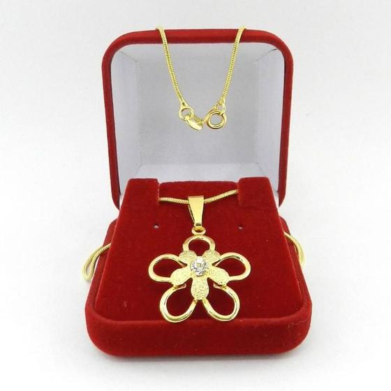 Corrente Feminina 40cm 1mm Flor Folheada Ouro Cr337 Menor preço em Corrente Feminina 40cm 1mm Flor Folheada Ouro Cr337