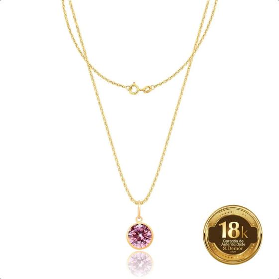 Imagem de Corrente Feminina 45cm Ouro 18k + Pingente ROSA