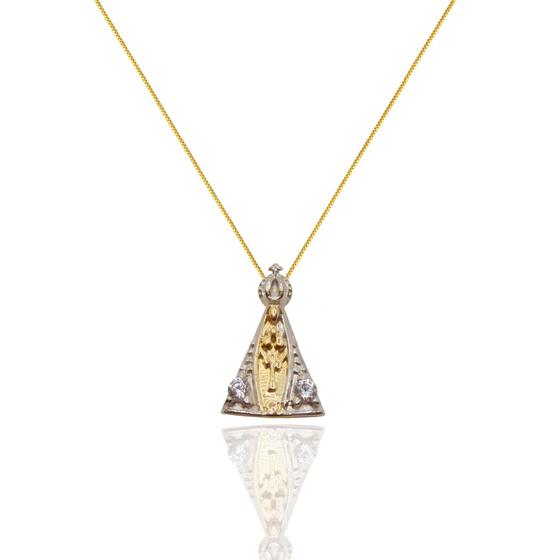Imagem de Corrente Feminina Veneziana Com Pingente Nossa Senhora Mini Ouro 18k 40 cm