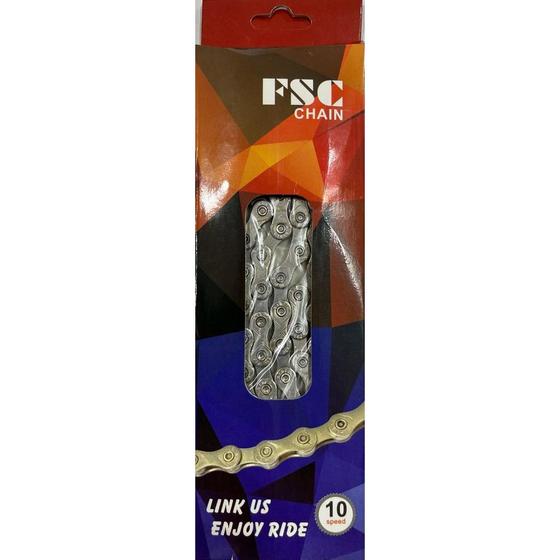 Imagem de Corrente FSC 10V Com Power Link 116 Elos Index Cromada 30 Marchas Bike Bicicleta F10