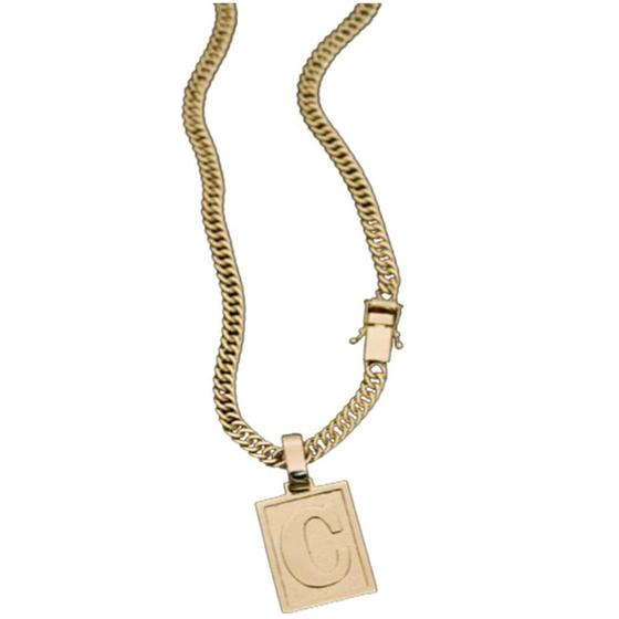 Imagem de Corrente Grumet Duplo com Pingente Letra C - Ouro 18k