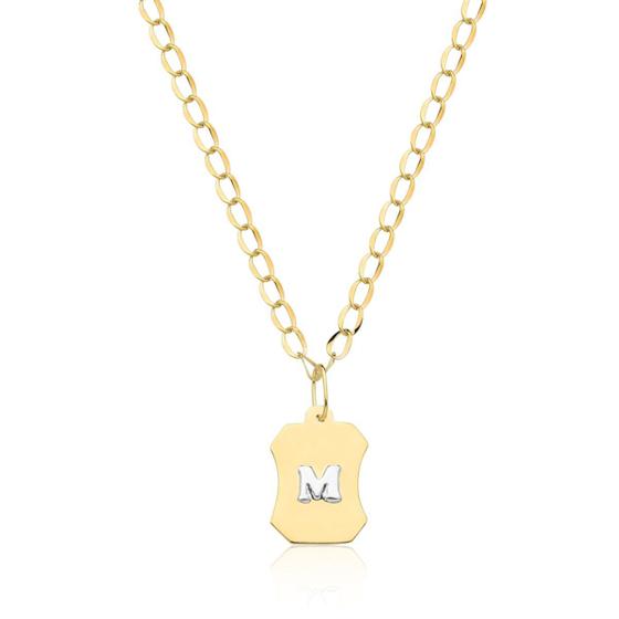 Imagem de Corrente Masculina 60 Cm Ouro 18k Pingente Placa Letra