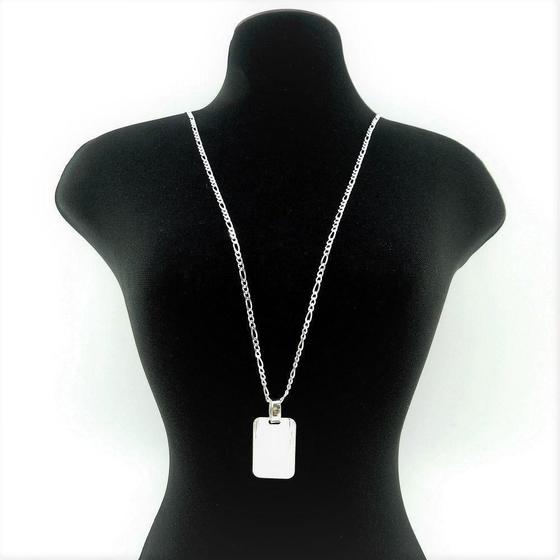 Imagem de Corrente Masculina 70cm 2mm + Placa Folheada Prata CR408
