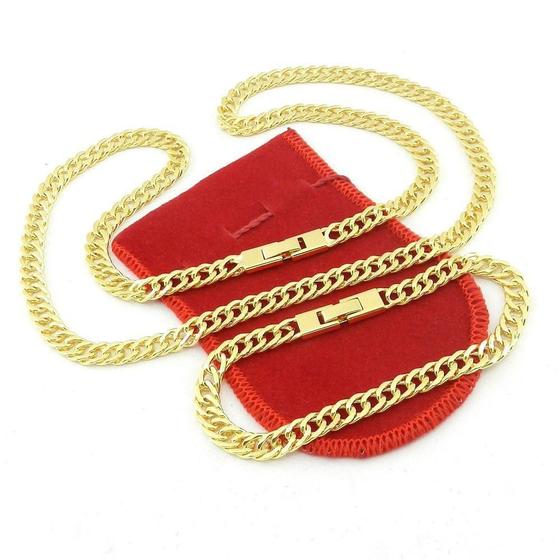 Corrente Masculina 70cm 6mm + Pulseira Folheada Ouro CR498 Menor preço em Corrente Masculina 70cm 6mm + Pulseira Folheada Ouro CR498