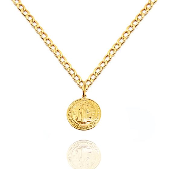 Imagem de Corrente Masculina Grumet + Pingente São Bento Ouro 18k 60 cm
