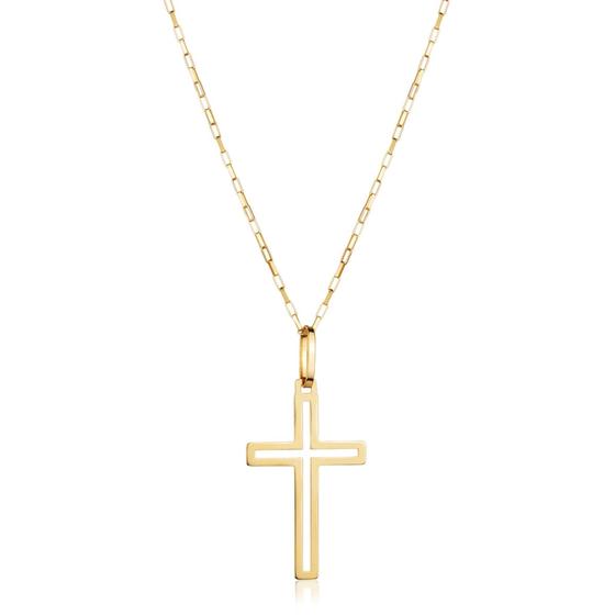 Imagem de Corrente Masculina Maciça Fina Com Pingente Cruz Crucifixo Ouro 18k 60cm