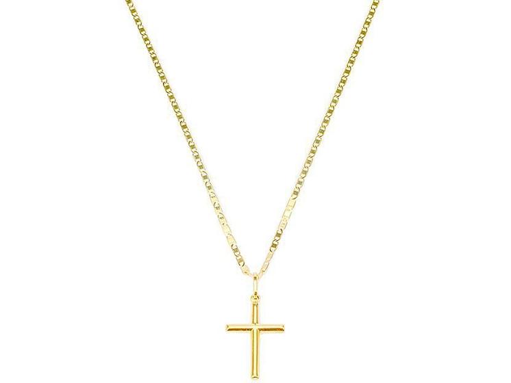 Imagem de Corrente Masculina Piastrine 70cm E Crucifixo Ouro 18k 750