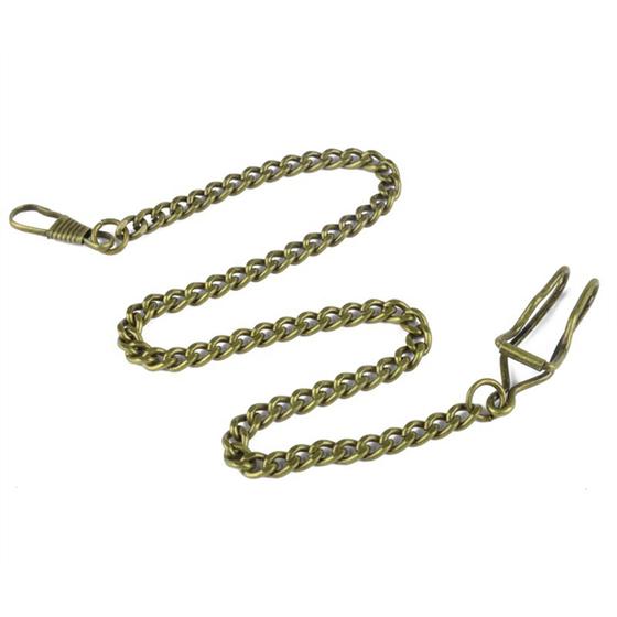 Imagem de Corrente Para Relogio De Bolso Com Clip Aço Lapela Bronze
