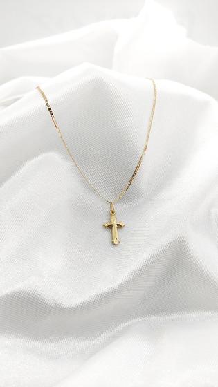 Imagem de Corrente Piastrine e Pingente Crucifixo Ouro 18k