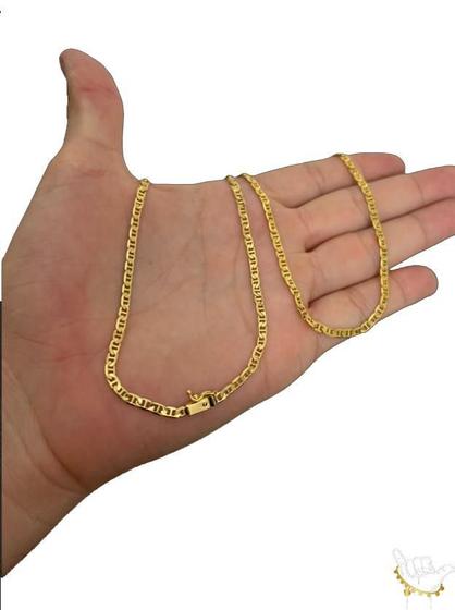 Imagem de Corrente + Pulseira 3Mm Piastrine - Banhado A Ouro 18K