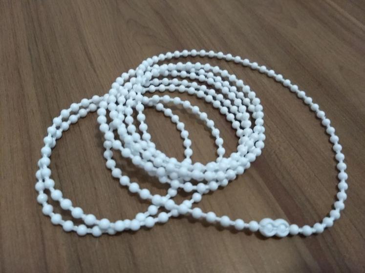 Imagem de Corrente PVC cor Branca de 3,5mm com 5metros e 1 emenda para Cortina Rolô