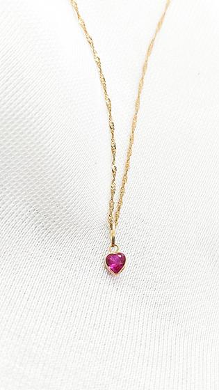 Imagem de Corrente Singapura e Pingente Zircônia Pink 3mm Ouro 18k.