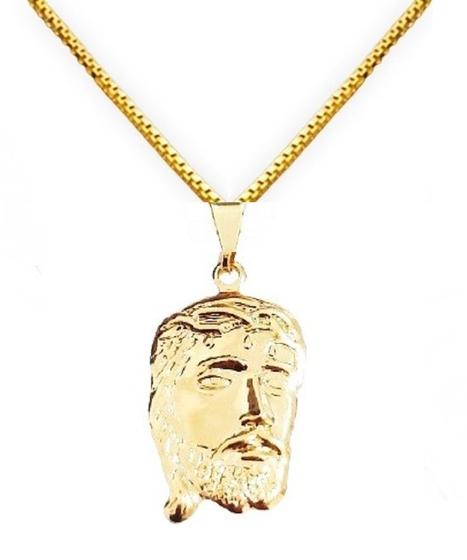 Imagem de Corrente Veneziana 60cm + Pingente Face de Cristo Masculino Banhada a Ouro