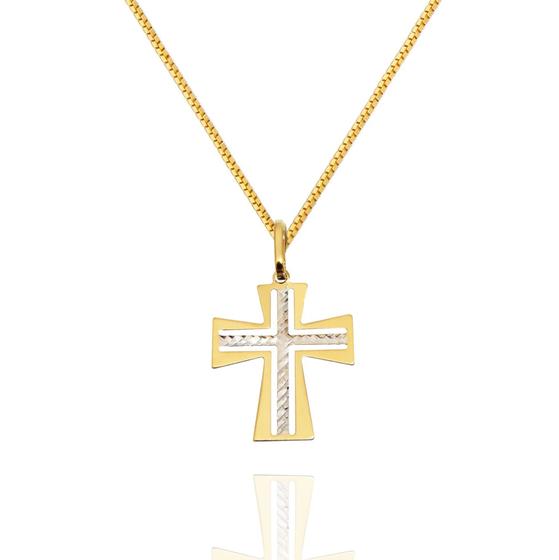 Imagem de Corrente Veneziana Com Pingente Cruz Crucifixo Em Ouro 18k 50 cm