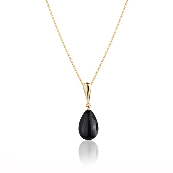 Imagem de Corrente Veneziana Em Ouro 18k Com Pingente Pedra Natural Preta Ônix 40 cm