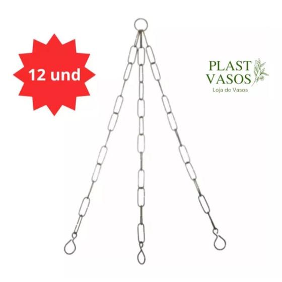 Imagem de Correntes tripla Para Pendurar Vasos De Plantas Kit Com 12 Unidades 44CM