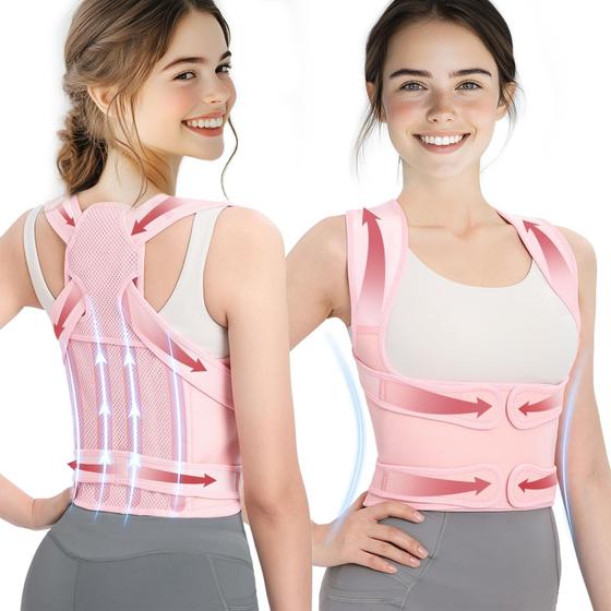 Imagem de Corretor de postura Back Brace Werusto para mulheres rosa (GG)