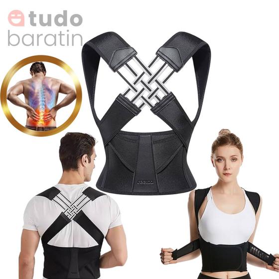 Imagem de Corretor de Postura Deluxe Unissex Masculino Feminino Corretor Postural Cinta Lombar Dor Nas Costas
