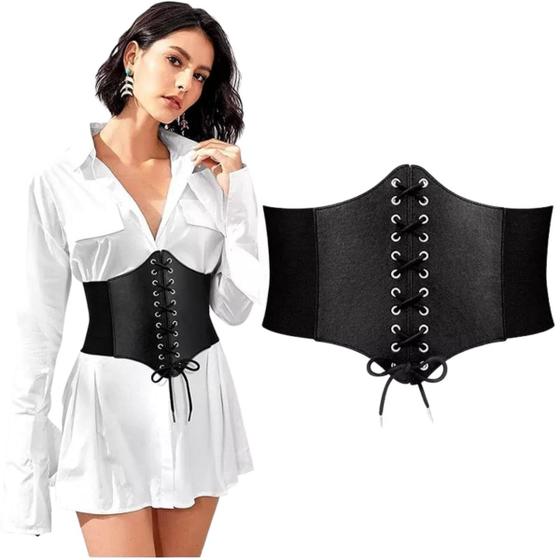 Corset Cinto Corpete Corselet Espartilho Elástico Couro Pu Menor preço em Corset Cinto Corpete Corselet Espartilho Elástico Couro Pu