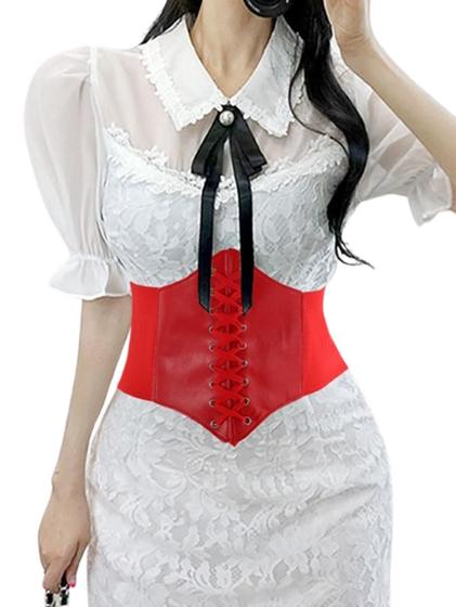 Imagem de Corset Cinto Corpete Corselet Espartilho Elástico Couro Pu