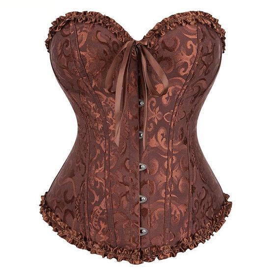 Imagem de Corset Corpete Corselet Espartilho  Floral Marrom M641