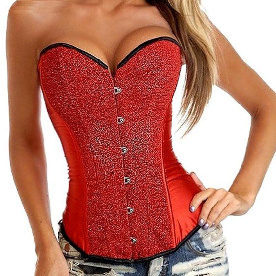 Imagem de Corset Corpete Corselet Espartilho Redutor Modelador Brilhante Cores