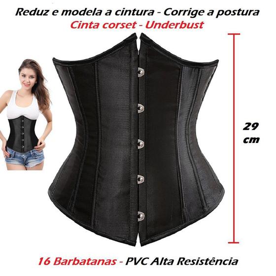 Imagem de Corset Corpete Corselet Underbust Cinta Modeladora Redutora Acetinado Cores