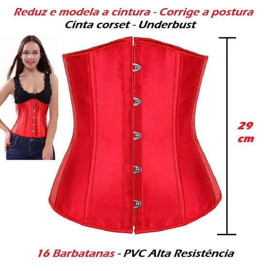 Imagem de Corset Corpete Corselet Underbust Cinta Modeladora Redutora Acetinado Cores